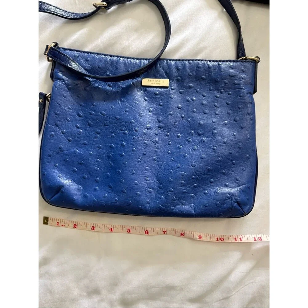 Kate Spade New York Blue Crossbody Bag | Textured Leather | Gold Hardware